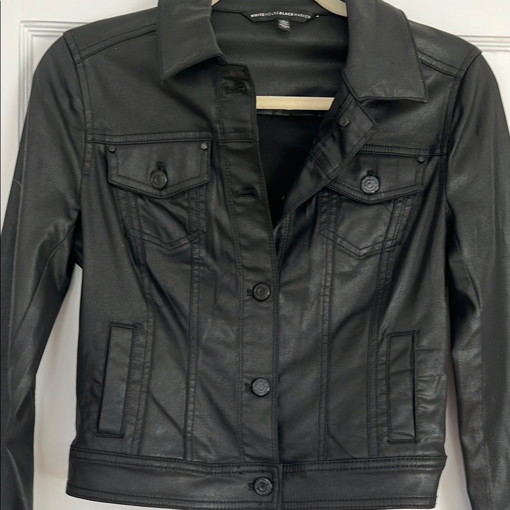 Women's Black Coated  Jacket, WHBM - Picture 2 of 7